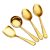 AXIOM Stainless Steel Golden Serving Tools Set. 4 Piece Heavy Gauge Non-Stick Set of 1 Soup Ladle (Karchi), 2 Solid Spoon (Chamcha) & 1 Rice Spoon for Serving Soup/Curry/dal/Rice. Champagne Gold