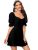 Aahwan Women’s & Girls’ Black Solid Ruched Detail A-line Mini Dress