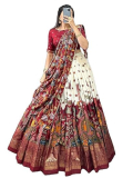 Jay Varudi Creation Women’s Tussar Silk Lehenga Choli Set | Patola Print with Foil Work | Unstitched Blouse | Designer Ethnic Wear for Navratri, Wedding, Festival & Party just 1149.