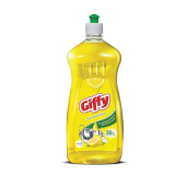 Giffy Liquid Dish Wash Gel 750ml with Active Salt & Lemon| 2x Faster Tough Grease Removal & Natural Fragrance| Removes Odour| Easy Lather & Rinse Off| Leaves No White Residues| Hand-Safe