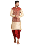 Modern Garments Mens Kurta Dhoti Set with Designer Ethnic Nehru Jacket