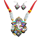 Mornny Ganesh Pendant and Earrings Set for Women| Terracotta Handmade Traditional| Gift for Mother Wife Girlfriend| Festival just 789.