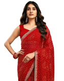SIRIL Women’s Georgette Bandhani Printed Saree, Traditional Wedding Sarees For Women With Unstitched Blouse Piece, just 889.