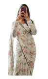 Sidhidata Women’s Georgette Digital Printed Ready To Wear one Minute Saree With Unstitched Blouse Piece