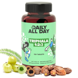 Daily All Day Triphala 1 2 3 Ratio Tablets 120 for Constipation, Acidity & Gas Relief, Bowel regulator, Digestion, Gut Health, cleanse, For Eyes & Hair, Formula by Maharishi Vagbhata, Ayush Certified