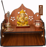 Nivasam Engineered Wood Hand Crafted OM Pattern Pooja Mandir for Home & Office, Wall Mounted Wooden Temple, Pooja Stand with Storage Cabinet, Home Decor, Small & Big Size (Mandir Design 1)