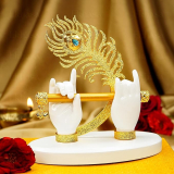 Ekhasa Lord Krishna Hands with Flute Idol (Small Size) | Krishna Flute Hand Statue | powerful Krishnaji Divine Hands Idol with Flute and Peacock Feather | Krishna Statue for Car Dashboard & Griha Pravesh Gift, just 799.