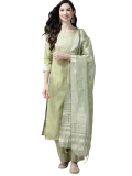INDO ERA Women’s Cotton Blend Yoke Design Straight Kurta Pant with strong Dupatta Set just 799.