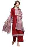 INDO ERA Womens Cotton Printed Straight Kurta And Pant With Effective Dupatta Set (2264Nkh1016)