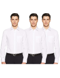Marks Spencer Mens, Solid Polyester Blend Collared, Neck Slim Fit Easy Iron Shirt (Pack of 3)