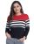 JUNEBERRY® Pure Cotton Full Sleeves Round Neck with Rib Colorblocked Striped T-Shirt for Women (Available in Anthra & Red Color)