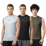 ATICX Men Slim Fit Polyester Sleeveless T Shirt – Sando Top Tank Muscle Tee for Sports, Gym, Running just 499.