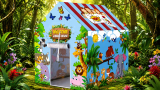 JUNGLE THEM KIDS PLAY TENT HOUSE – Foldable Indoor & Outdoor Play Tent for Boys and Girls, Portable Kids Playhouse with Jungle Theme Design, Spacious Toy Tent with Windows and Curtains, Perfect for Birthday Gifts, Camping, Imaginative Play, Learning Activities, Nursery Room Décor, and Fun Adventures for Children, just 278 only.