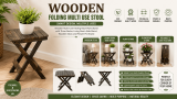 Wooden folding multi use Stool, Wooden Multi-Use Folding Rack Plant Stand with Three Decks, Living Room Side Stand, Wooden Stool, and Strong Flower Pot Stand, just 371 only.