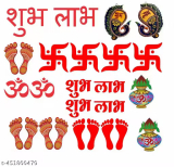 Decor Villa Diwali Special Multicolor Diwali Sticker Festivals & Occasions Sticker for Diwali Pooja and Home Decoration, Office, Living Room etc.