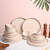 MARKET 99 Melamine Plato Dinner Set of 20 Pcs | Glossy Chocochip Cream Dinner Set with Round Shape and Plain Design | 6 Full Plate, 6 Quarter Plate, 6 Soup Bowl & 2 Serving Bowl