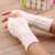 Alexvyan White Self Design Knitted Woolen Warm Comfortable Fingerless Gloves Winter Accessories Hand Warmer for Women Girls