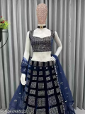 Royal Redefined with BLUE Superior Women Lehenga – Designer Embroidered Bridal & Festive Wear Lehenga Choli with Intricate Thread Work, Flared Silhouette, Premium Fabric, and Statement Dupatta for Wedding, Party & Traditional Celebrations, just 968 Only.