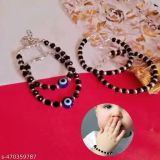 2 combo pack evil eye bacho ke nazariya bracelet with black & artificial silver beads charm bracelet for baby boy & girls.