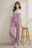 Women Stylish Korean Style CoOrd Set | Half Sleeve Zip Top & Straight Fit Pants | Trendy Casual Wear, just 398.