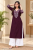 Women’s Purple Rayon Embroidered Long Kurti | Stylish V-Neck 3 Quarter Sleeve Kurti