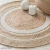 BHARAT FABTEX JUTE ROUNG RUG NATURAL WHITE STRIPED 60 CM