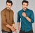 Hems Trends Men’ s Solid Spread Collar Khakhi Shirts Pack 2