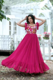 Tilton Women Pink Faux Georgette Gown With Sequins Multithreaded Embroidered Strong Gown just 499.