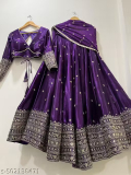 Chiffon Embroided Semi-Stitched Lehenga with Unstitched Blouse and Dupatta, 2 color.