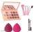 nude edition eyeshadow 18 colour palette, shimmer and matte shades for eye makeup+ yanqina 36hours eyeliner+5pc makeup brush (pack of 4)