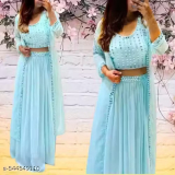 Multi color gown choli skirt womens long dresses for women wedding party wear festival bollywood gown lehenga shrug latest fancy indowestern set georgette fabric just 766.