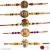 Ganesha Design Bracelate Combo Set of 5 Rakhi with Roli Chawal n Gift Card Rakhi for Brother / Rakhi for Kids