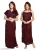 Qunity Women’s Satin Full-Length Lace Nighty with Robe/Sleep Wear/Night Gown, Free Size (Maroon)