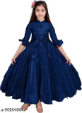Girls Navy Blue Silk Frocks & Dresses Pack Of 1, just 398.